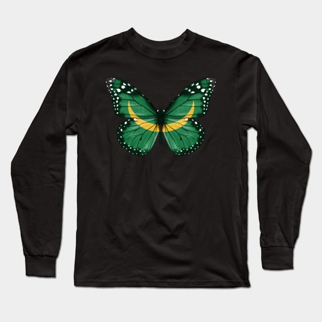 Mauritanian Flag  Butterfly - Gift for Mauritanian From Mauritania Long Sleeve T-Shirt by Country Flags